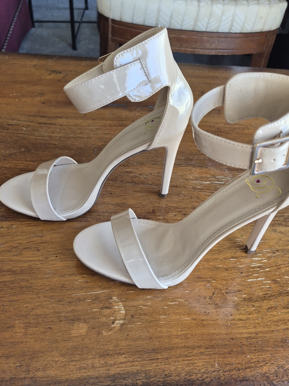 Women's Nude Patent Ankle-Strap Heels - Picture 5 of 7
